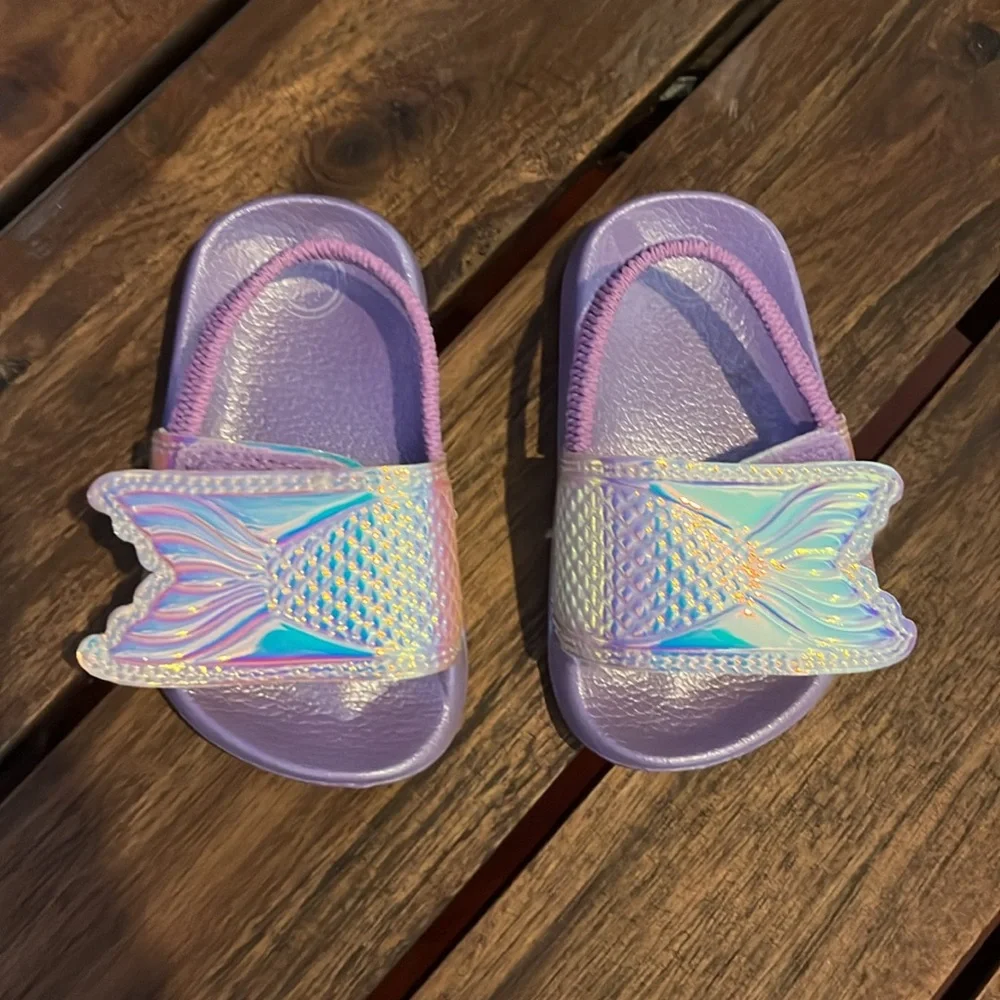 Purple Mermaid Toddler Sandals Size 4